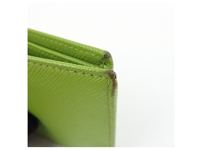 PRADA Triangle Logo Saffiano Leather Compact Wallet Light Green - view 11