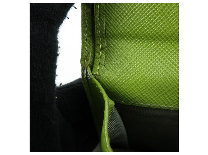 PRADA Triangle Logo Saffiano Leather Compact Wallet Light Green - view 21