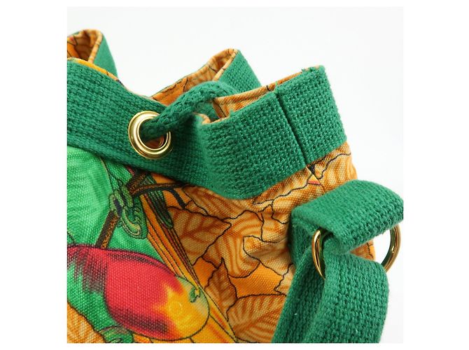 Hermès Borsa a tracolla e spalla HERMES in tela con coulisse Orange Green - vista 16