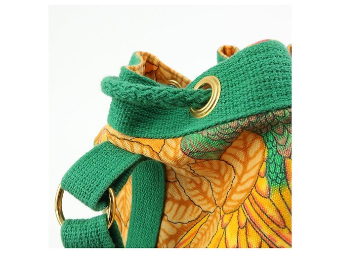 Hermès Borsa a tracolla e spalla HERMES in tela con coulisse Orange Green - vista 17