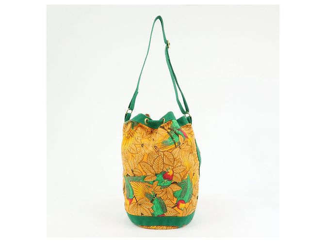 Hermès Borsa a tracolla e spalla HERMES in tela con coulisse Orange Green - vista 2