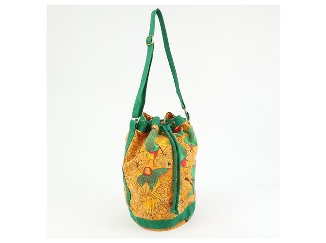 Hermès Borsa a tracolla e spalla HERMES in tela con coulisse Orange Green - vista 4