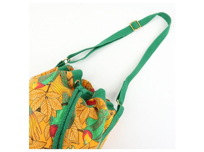Hermès Borsa a tracolla e spalla HERMES in tela con coulisse Orange Green - vista 6