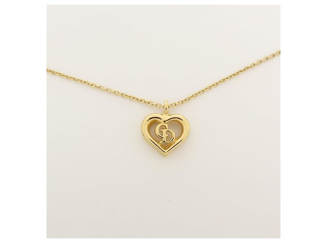 Collana in metallo con ciondolo a cuore logo Christian Dior Oro - vista 3