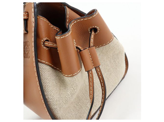 Borsa Mini 2Way LOEWE Anagram Hammock in pelle di vitello e cotone con coulisse - vista 20