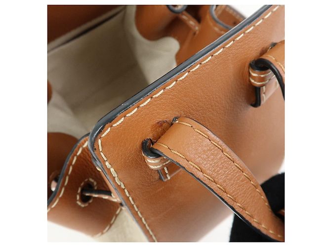 Borsa Mini 2Way LOEWE Anagram Hammock in pelle di vitello e cotone con coulisse - vista 9
