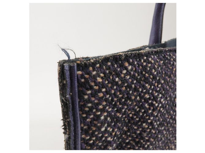 Borsa Tote e borsa a mano PRADA in pelle e lana con logo Triangle, Viola - vista 12