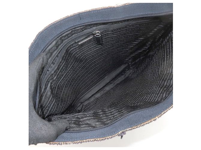 Borsa Tote e borsa a mano PRADA in pelle e lana con logo Triangle, Viola - vista 21