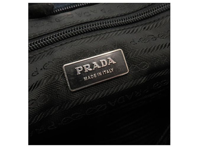 Borsa Tote e borsa a mano PRADA in pelle e lana con logo Triangle, Viola - vista 24