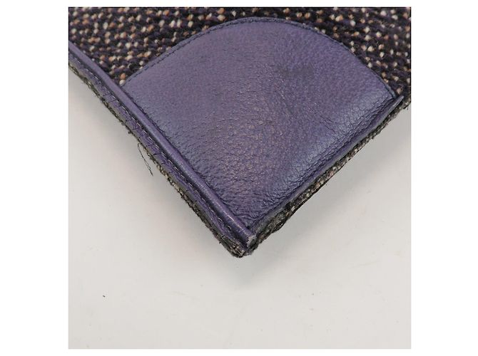 Borsa Tote e borsa a mano PRADA in pelle e lana con logo Triangle, Viola - vista 8