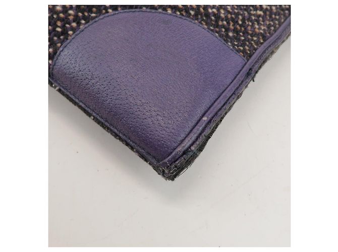 Borsa Tote e borsa a mano PRADA in pelle e lana con logo Triangle, Viola - vista 9
