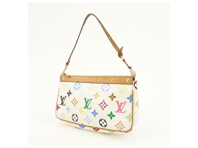 Louis Vuitton Monogram Multicolor Pochette Accessoires Bianco M92649 - vista 3