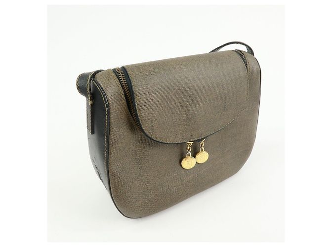 FENDI Borsa a tracolla e a spalla in tela PVC e pelle Marrone 25933 - vista 4