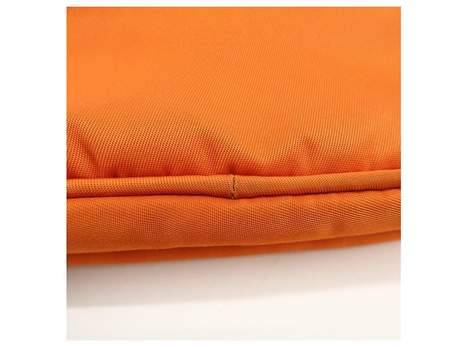 Borsa a spalla PRADA in nylon e pelle con logo triangolare Orange 1N1861 - vista 15