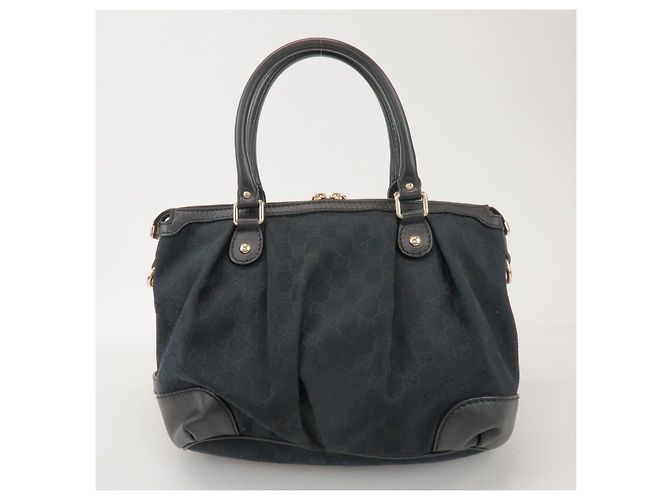GUCCI Sukey Interlocking G GG Canvas Leather 2Way Bag Black 247902 - vista 2