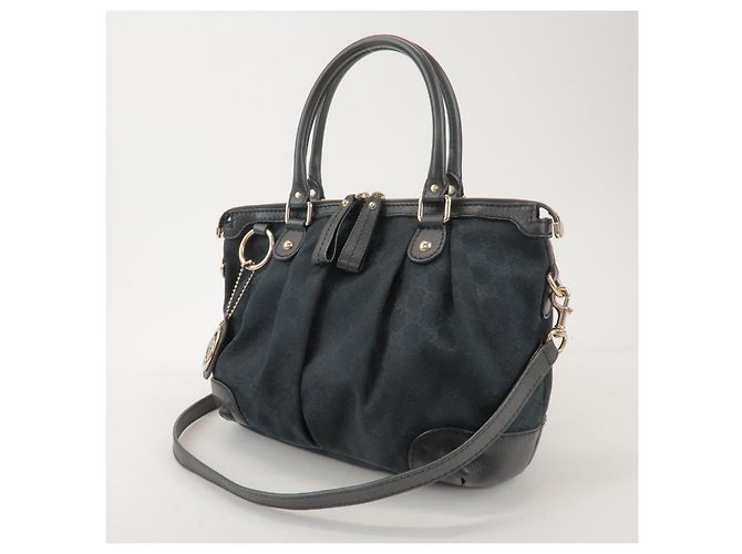 GUCCI Sukey Interlocking G GG Canvas Leather 2Way Bag Black 247902 - vista 3