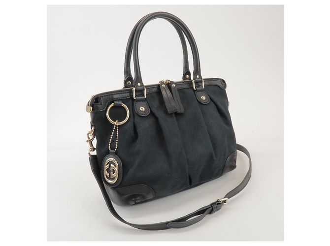 GUCCI Sukey Interlocking G GG Canvas Leather 2Way Bag Black 247902 - vista 4