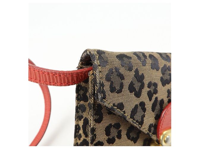 FENDI Borsa a Tracolla 2Way e Cintura in Tela Leopardata e Pelle Marrone Rosso - vista 13