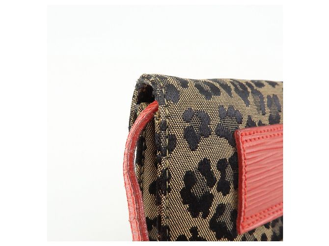 FENDI Borsa a Tracolla 2Way e Cintura in Tela Leopardata e Pelle Marrone Rosso - vista 15