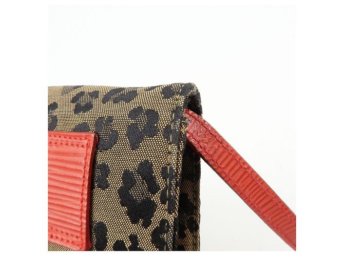 FENDI Borsa a Tracolla 2Way e Cintura in Tela Leopardata e Pelle Marrone Rosso - vista 16