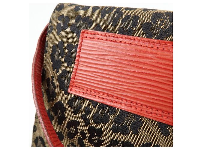 FENDI Borsa a Tracolla 2Way e Cintura in Tela Leopardata e Pelle Marrone Rosso - vista 17