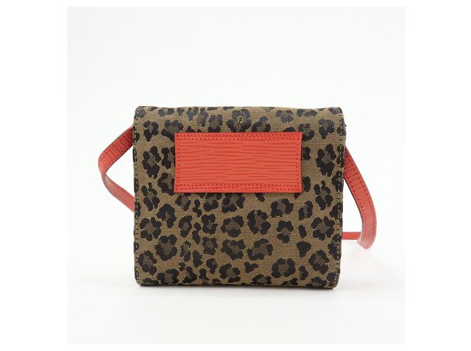 FENDI Borsa a Tracolla 2Way e Cintura in Tela Leopardata e Pelle Marrone Rosso - vista 2