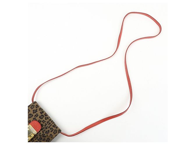 FENDI Borsa a Tracolla 2Way e Cintura in Tela Leopardata e Pelle Marrone Rosso - vista 6
