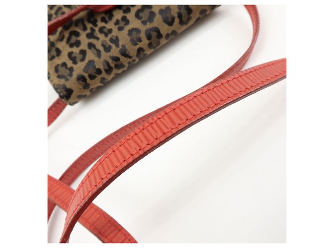 FENDI Borsa a Tracolla 2Way e Cintura in Tela Leopardata e Pelle Marrone Rosso - vista 8