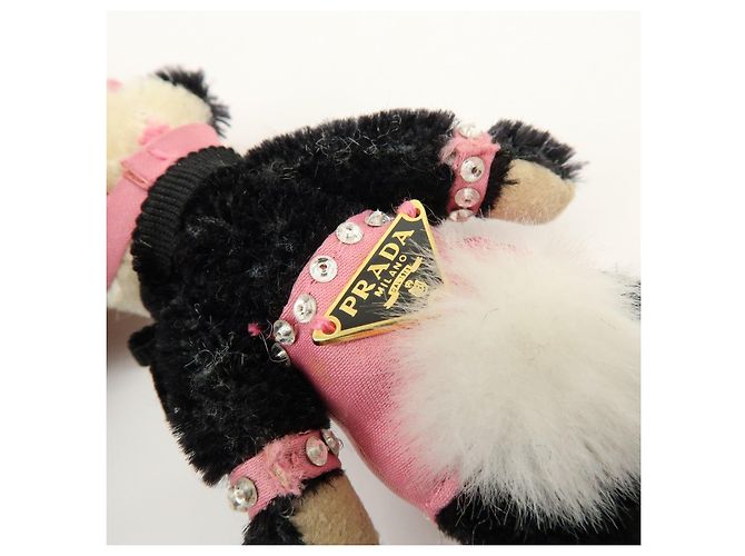 Portachiavi Panda Bunny con logo Triangle PRADA Nero Rosa - vista 11