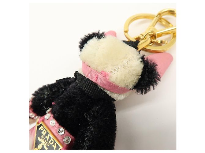 Portachiavi Panda Bunny con logo Triangle PRADA Nero Rosa - vista 12