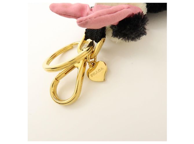 Portachiavi Panda Bunny con logo Triangle PRADA Nero Rosa - vista 14