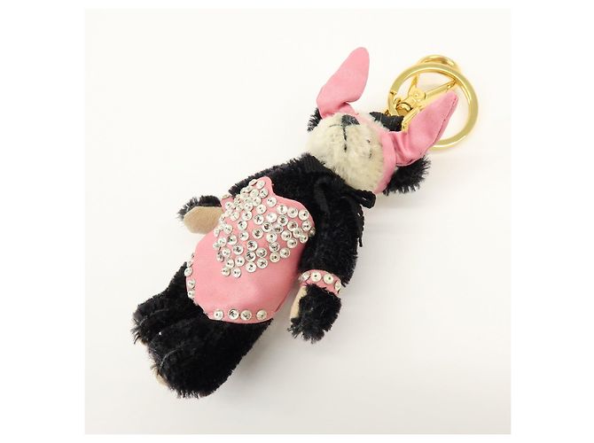 Portachiavi Panda Bunny con logo Triangle PRADA Nero Rosa - vista 3