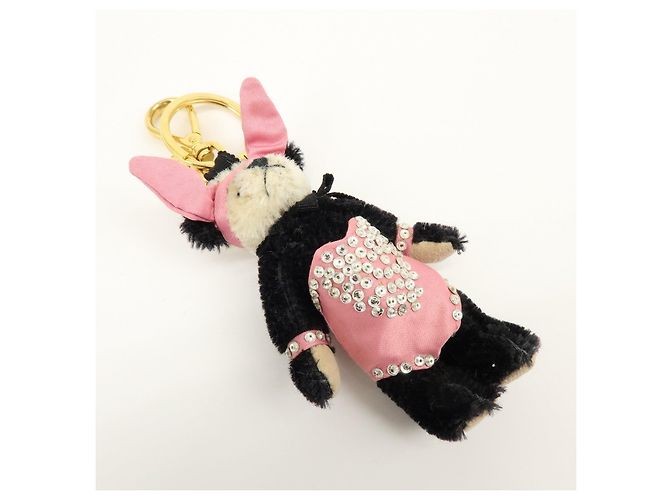Portachiavi Panda Bunny con logo Triangle PRADA Nero Rosa - vista 4