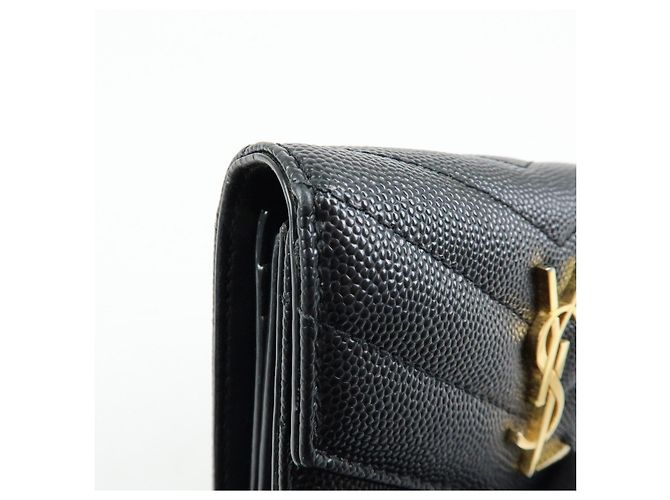 Autre Marque SAINT LAURENT PARIS Billetera compacta de piel Cassandra Black 692061 - vista 10