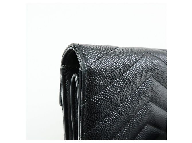 Autre Marque SAINT LAURENT PARIS Billetera compacta de piel Cassandra Black 692061 - vista 12