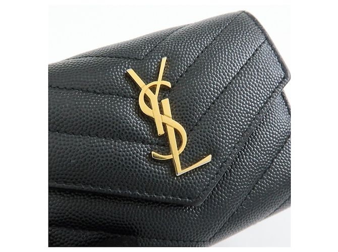 Autre Marque SAINT LAURENT PARIS Billetera compacta de piel Cassandra Black 692061 - vista 14