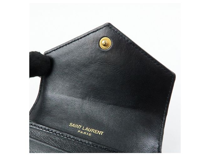Autre Marque SAINT LAURENT PARIS Billetera compacta de piel Cassandra Black 692061 - vista 18
