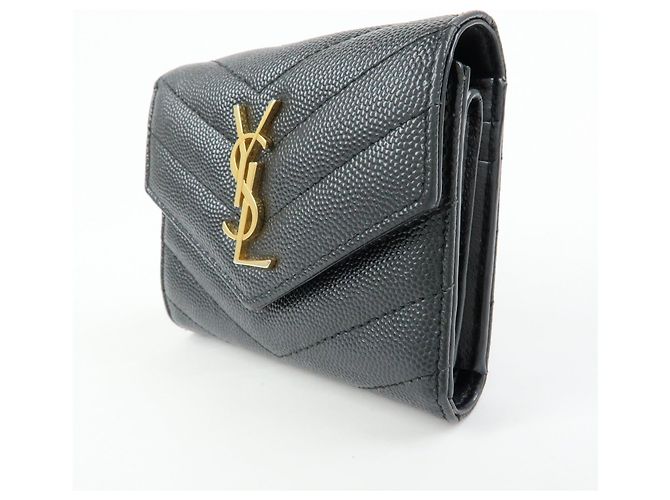 Autre Marque SAINT LAURENT PARIS Billetera compacta de piel Cassandra Black 692061 - vista 3