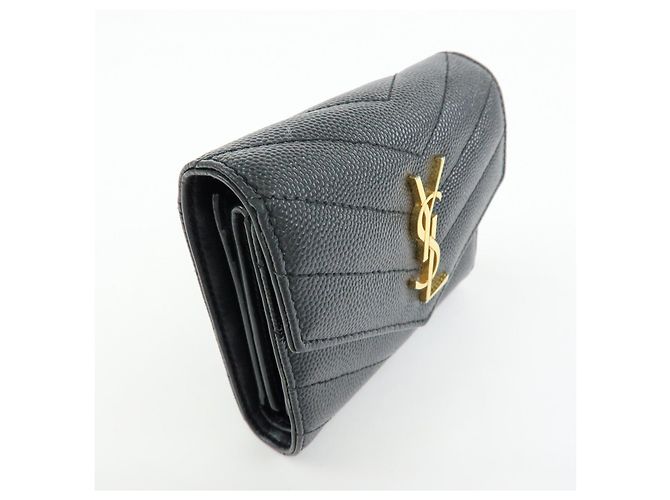 Autre Marque SAINT LAURENT PARIS Billetera compacta de piel Cassandra Black 692061 - vista 4