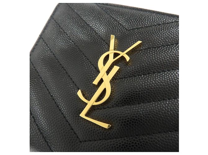 Autre Marque SAINT LAURENT PARIS Billetera Compacta de Piel Cassandra Negra - vista 14