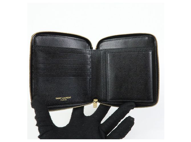 Autre Marque SAINT LAURENT PARIS Billetera Compacta de Piel Cassandra Negra - vista 17
