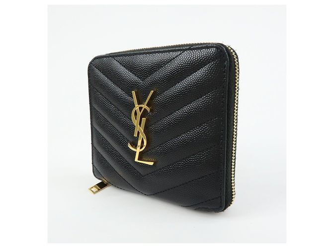 Autre Marque SAINT LAURENT PARIS Billetera Compacta de Piel Cassandra Negra - vista 3
