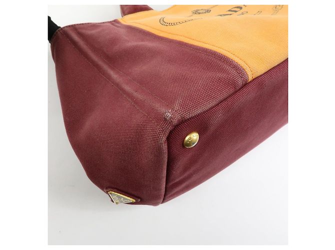 Borsa 2Way PRADA Logo Canapa Canvas Tote Bag Orange Purple B1877G - vista 10