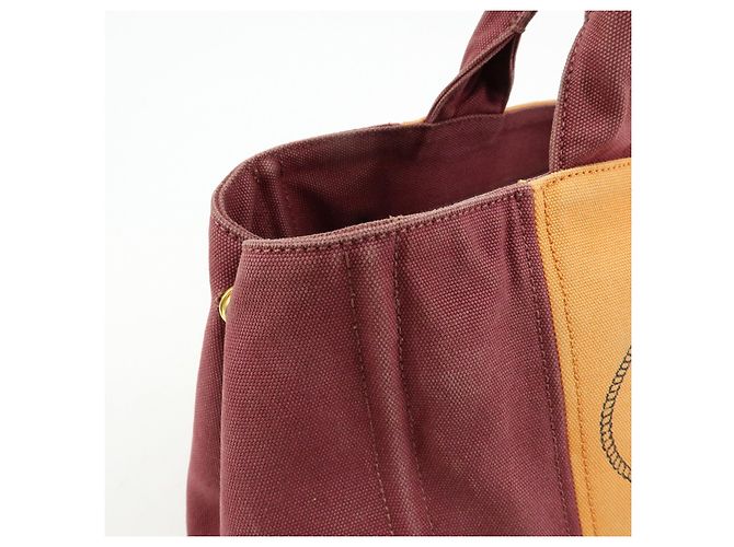 Borsa 2Way PRADA Logo Canapa Canvas Tote Bag Orange Purple B1877G - vista 15