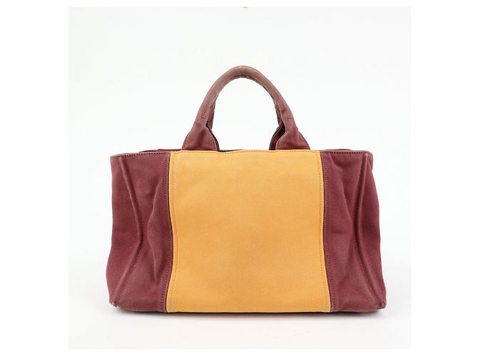 Borsa 2Way PRADA Logo Canapa Canvas Tote Bag Orange Purple B1877G - vista 2