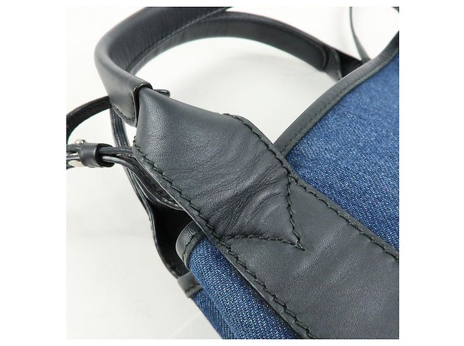 BALENCIAGA Bolsa 2Way Baby Cabas Denim Bolsa de Mão e Ombro Azul Preto - vista 11