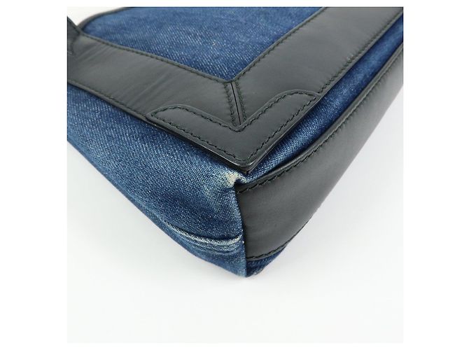 BALENCIAGA Bolsa 2Way Baby Cabas Denim Bolsa de Mão e Ombro Azul Preto - vista 12