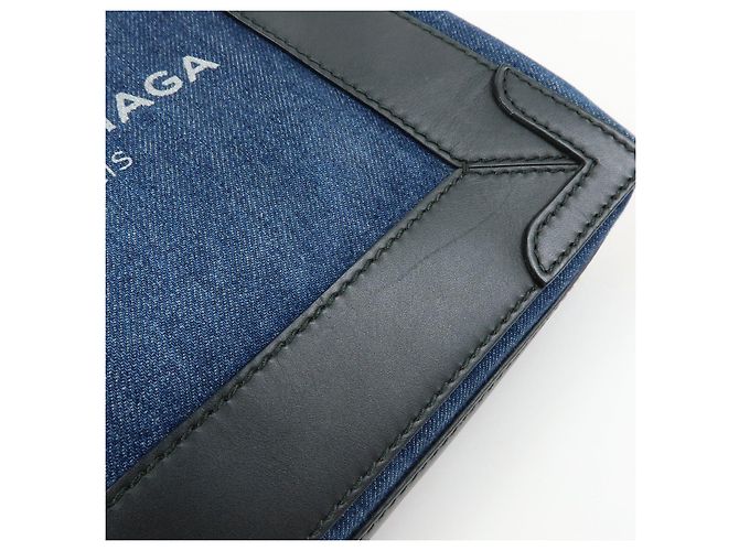 BALENCIAGA Bolsa 2Way Baby Cabas Denim Bolsa de Mão e Ombro Azul Preto - vista 16