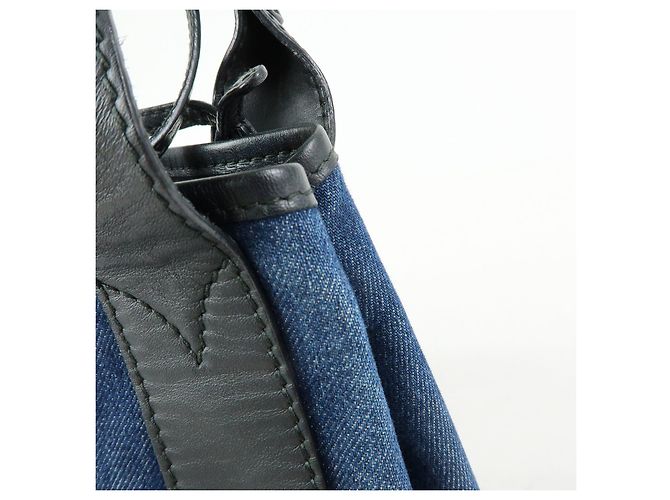 BALENCIAGA Bolsa 2Way Baby Cabas Denim Bolsa de Mão e Ombro Azul Preto - vista 17
