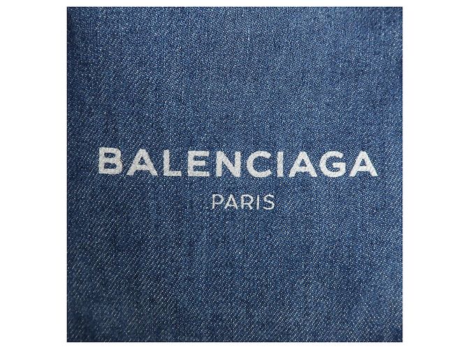 BALENCIAGA Bolsa 2Way Baby Cabas Denim Bolsa de Mão e Ombro Azul Preto - vista 18